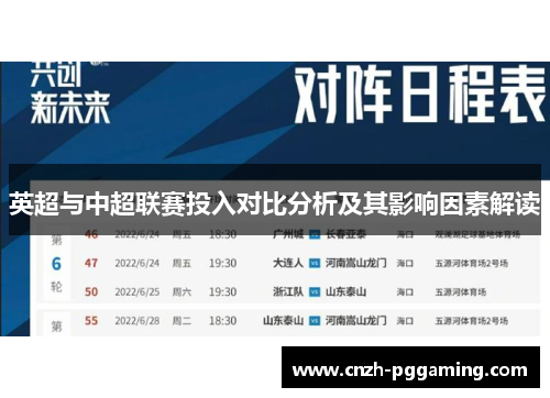 英超与中超联赛投入对比分析及其影响因素解读