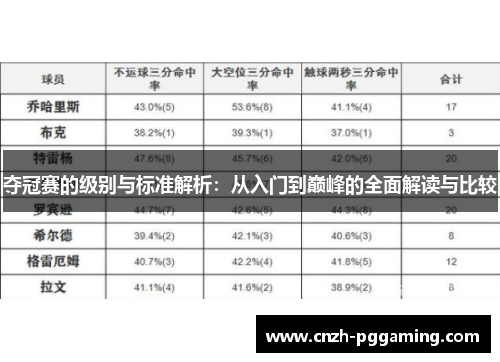 夺冠赛的级别与标准解析：从入门到巅峰的全面解读与比较