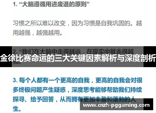 金徐比赛命运的三大关键因素解析与深度剖析
